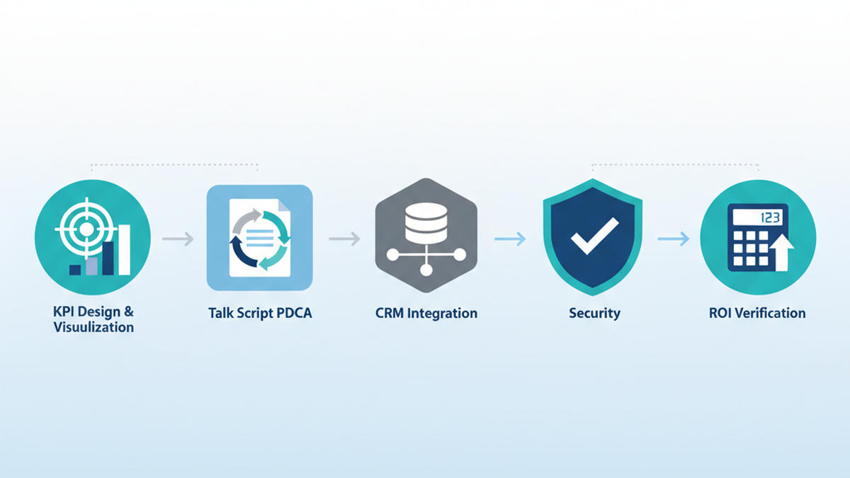 成果を出すための5つの運用ポイント：KPI設計・スクリプトPDCA・CRM連携・セキュリティ・ROI検証