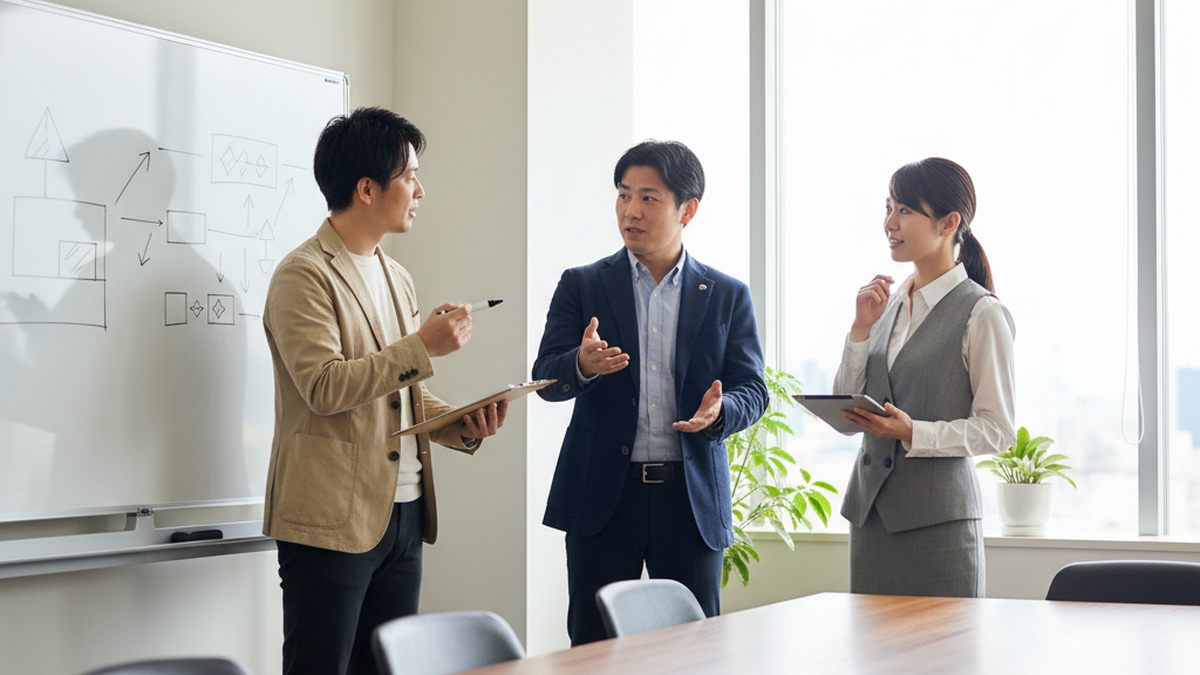 ロールプレイングでSPIN話法を練習するチーム