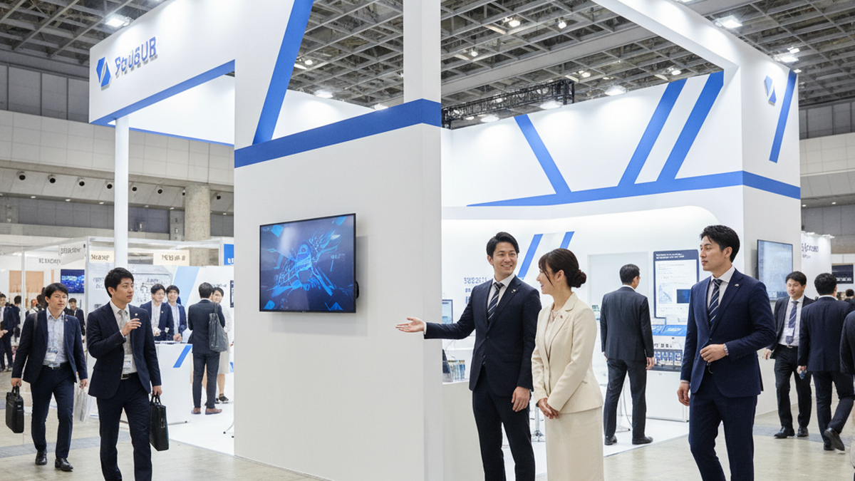 開放型レイアウトの展示会ブース