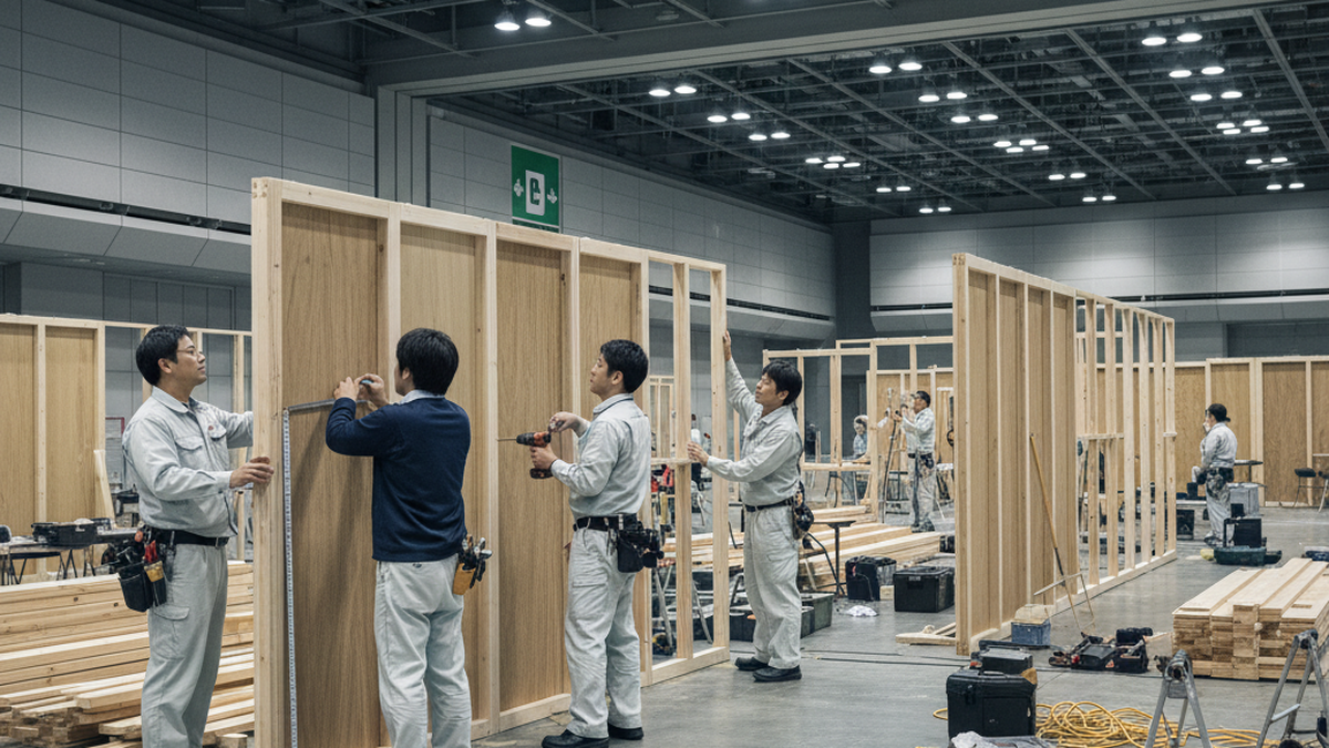 展示会ブースの施工・設営の様子