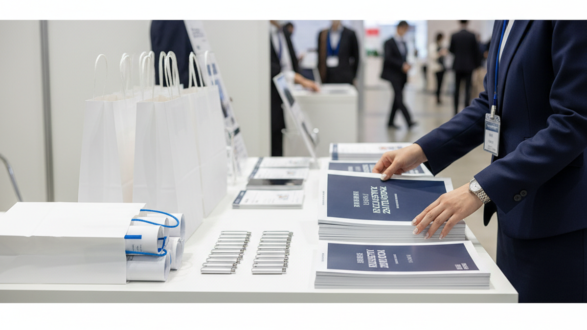 展示会のノベルティ配布テーブル