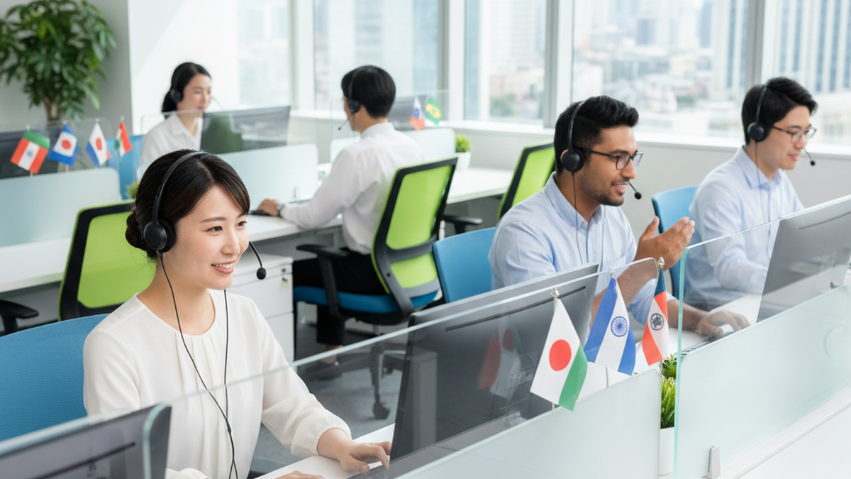 多言語対応のコールセンターチーム