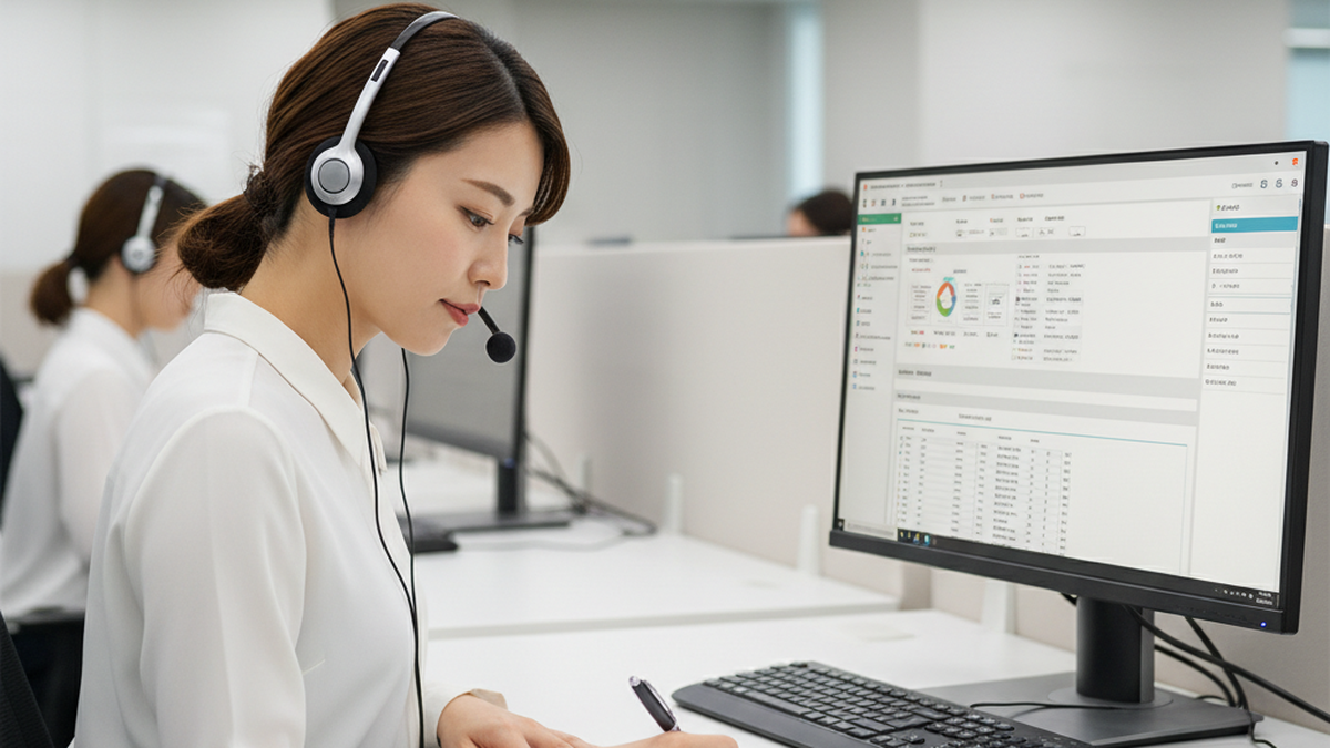 受付オペレーターがヒアリングする様子