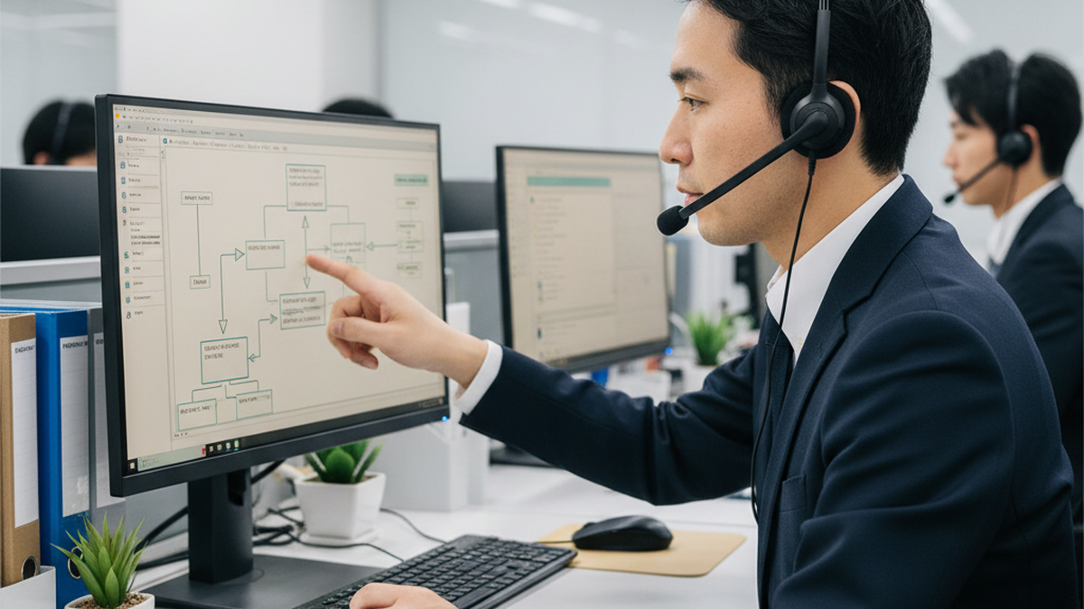 トラブルシューティングのフローチャートを確認するサポート担当