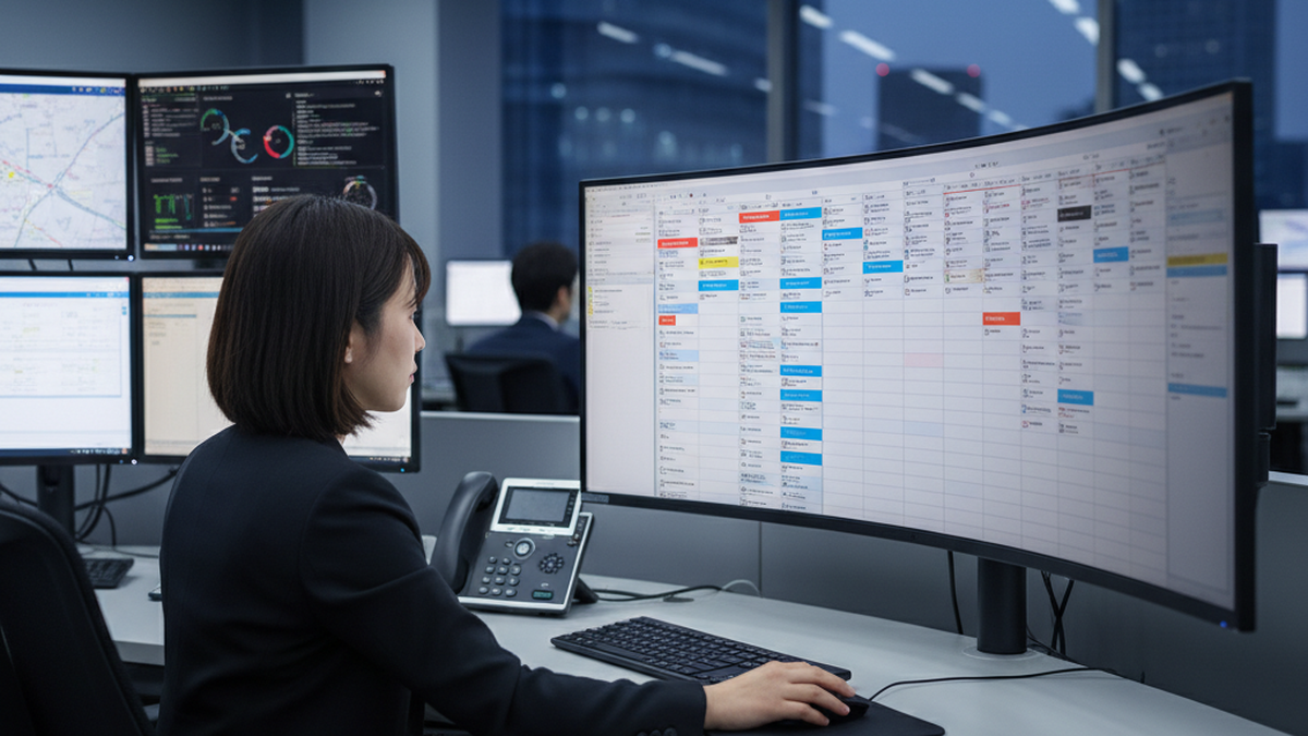 ディスパッチ管理画面で技術者のスケジュールを調整